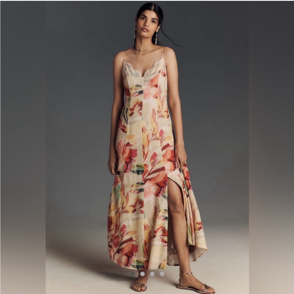 Hutch NWT Baldwin Sleeveless Lace-Trim V-Neck Slip Maxi Dress Size Large
